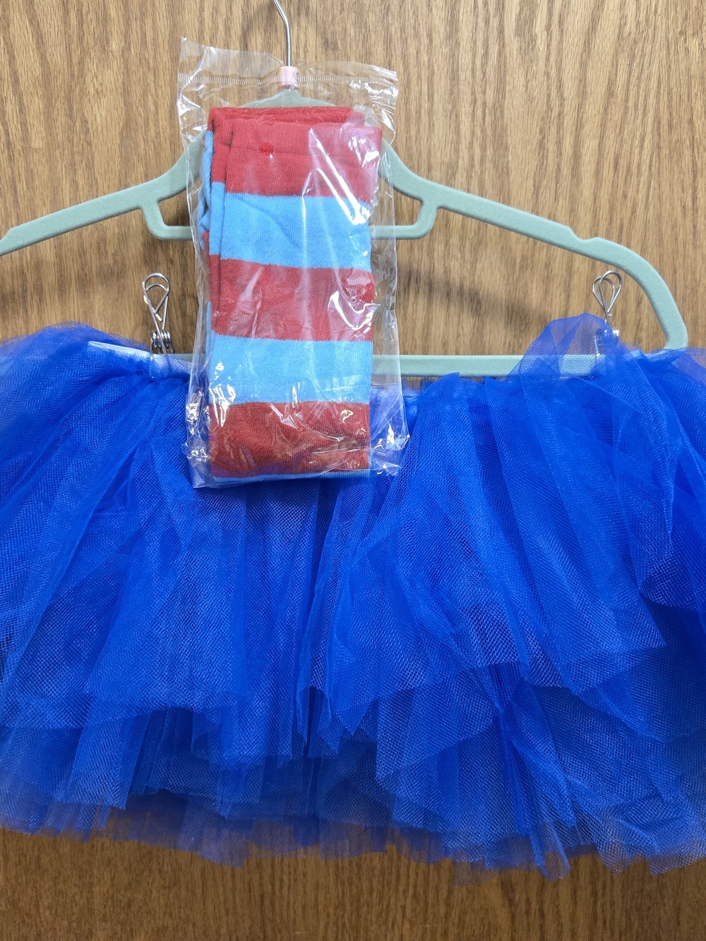 Blue Tulle Kids Costume Tutu with Striped Socks